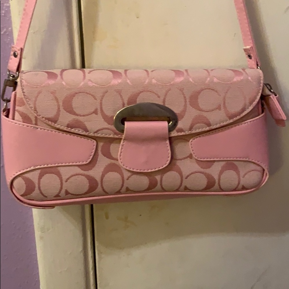 Pink Coach over the shoulder purse